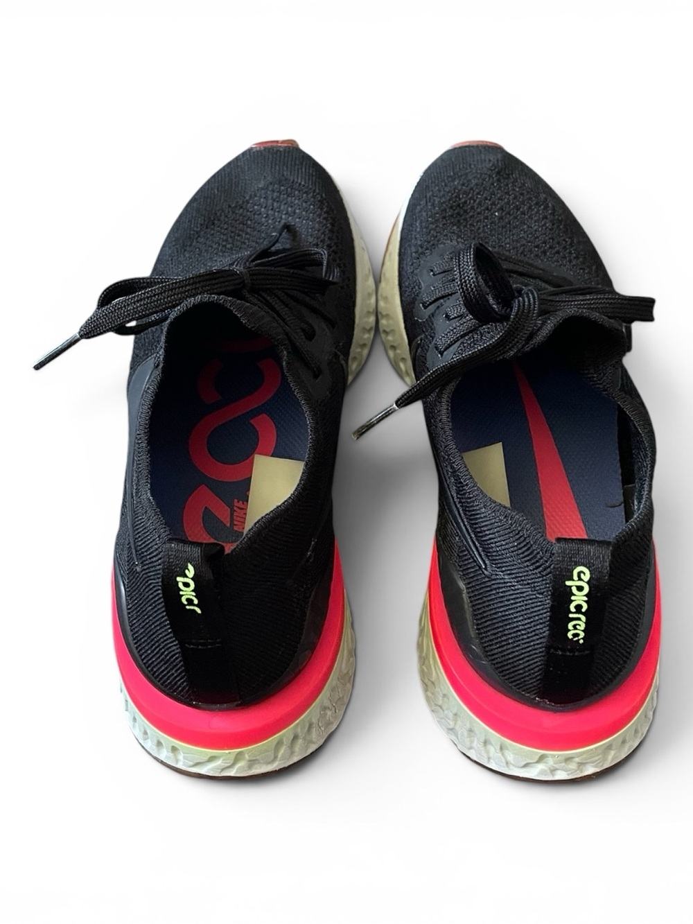 Nike, Black Knit Running Sneakers with Pink Accent - Women, size 8 - Picture 3 of 5